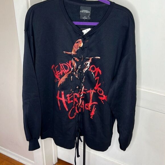Hot Topic A Nightmare On Elm Street Lace-Up Sweatshirt Plus Size 3 Nwt - Picture 2 of 7